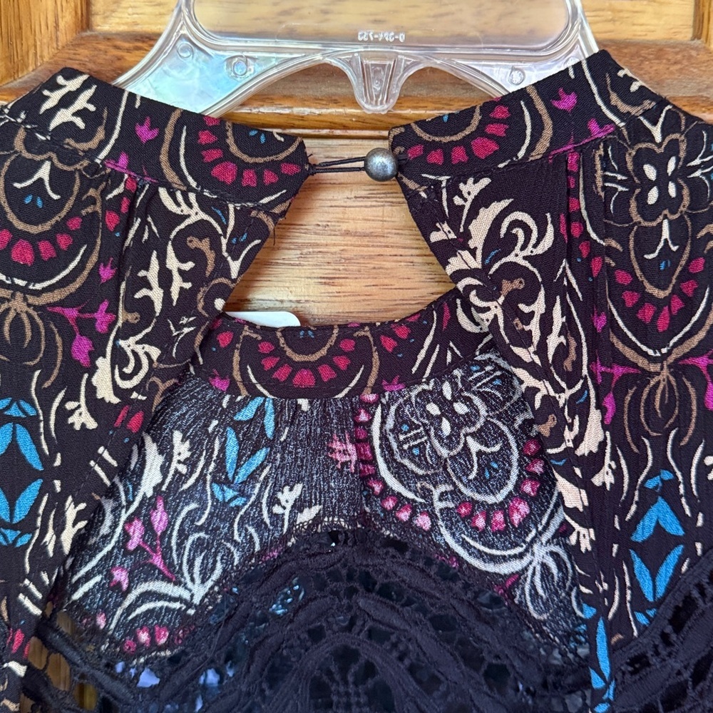 Free People Bohemian Paisley Fall Dress with Lace Detail NWT - Picture 9 of 11